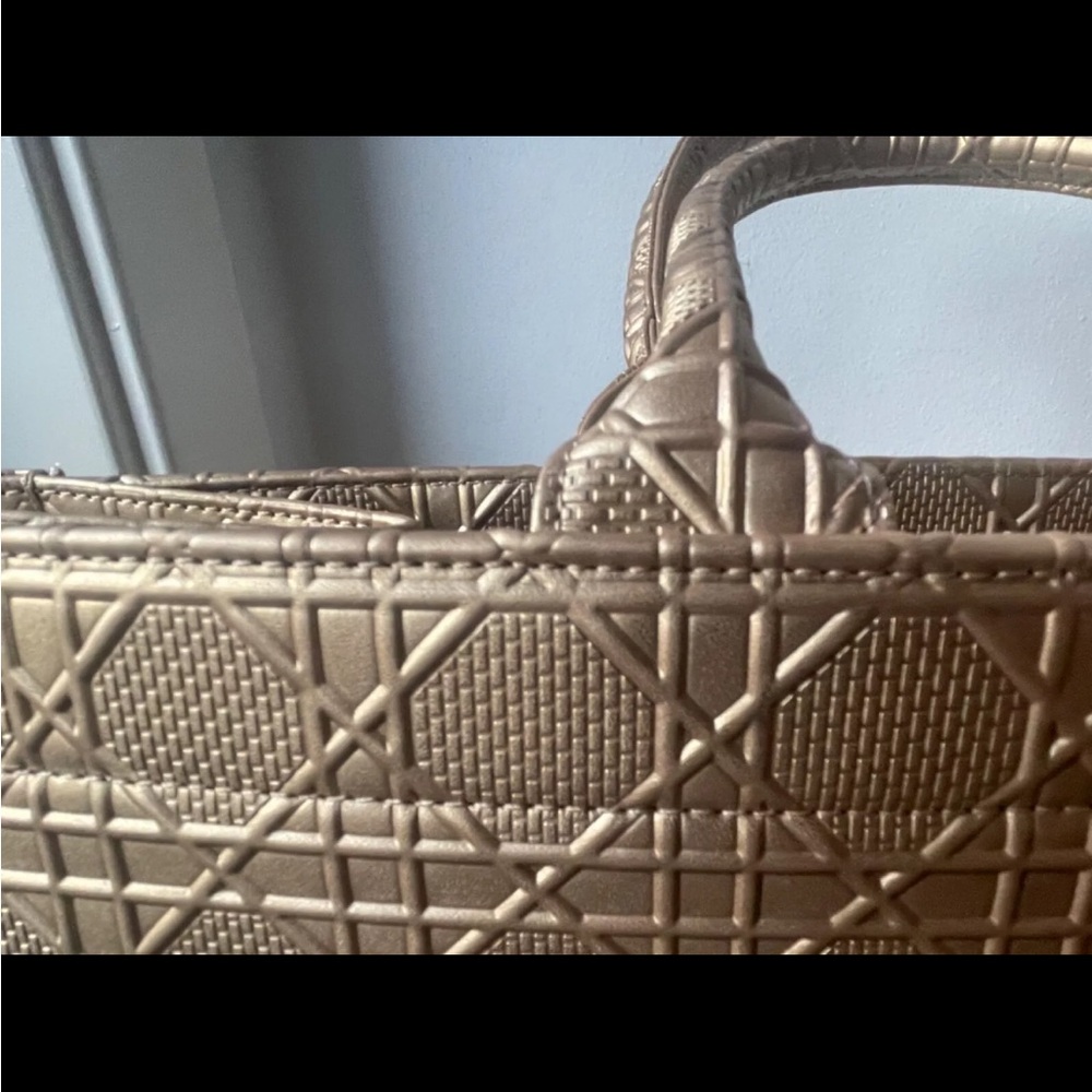 Rare Authentic Christian Dior Book Tote Big Size Handbag Golden Canvas - Picture 6 of 12